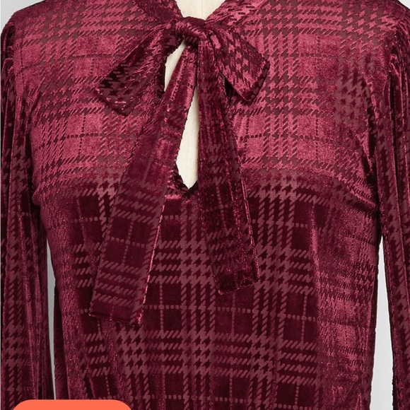 ModCloth Adored In Bordeaux Velvet Tie-Neck Dress - Picture 3 of 5